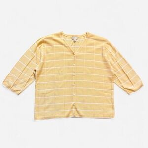 Christopher & Banks cardigan sweater yellow butter white women's L vintage light